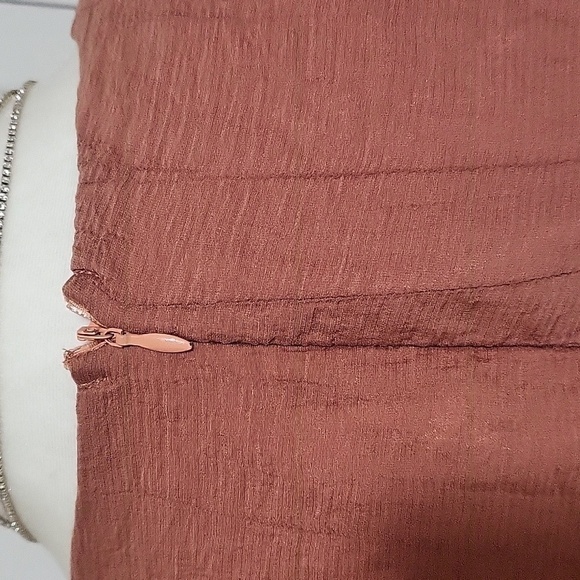 Angel Biba Deep V- Neck Back Zip Balloon Sleeve Ruffled Party Dress - Size S - Picture 5 of 9